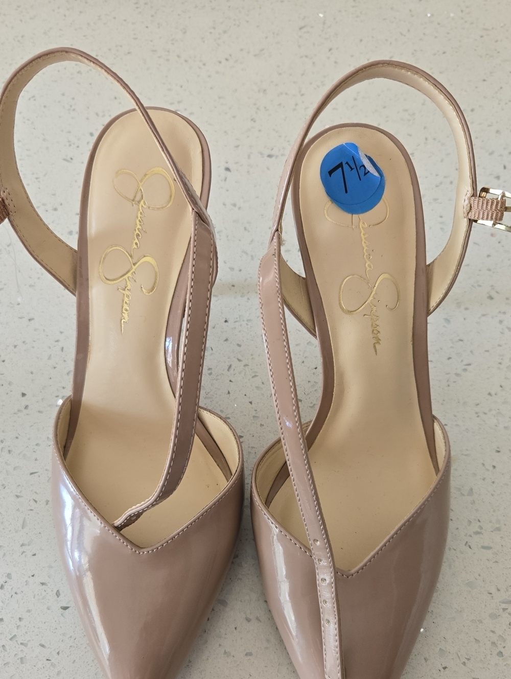 Jessica Simpson Blush Patent Slingback Pointed-Toe Pumps